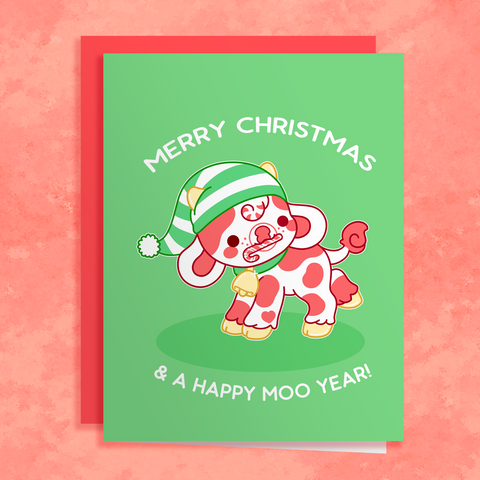 Peppermint Cow Holiday Card