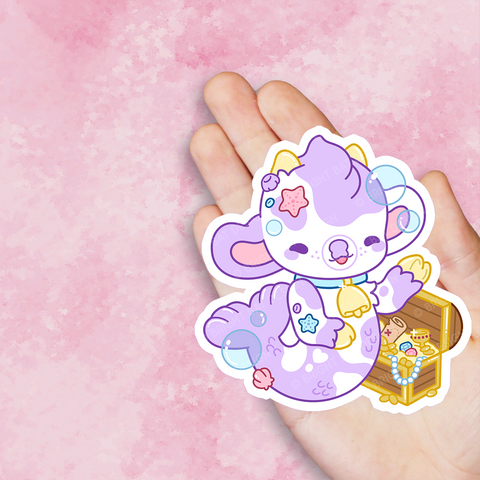 Pearl the Mermaid Cow Vinyl Sticker