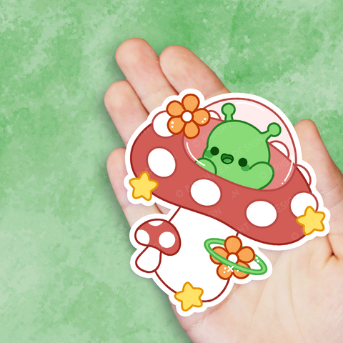 Mushroom UFO Vinyl Sticker