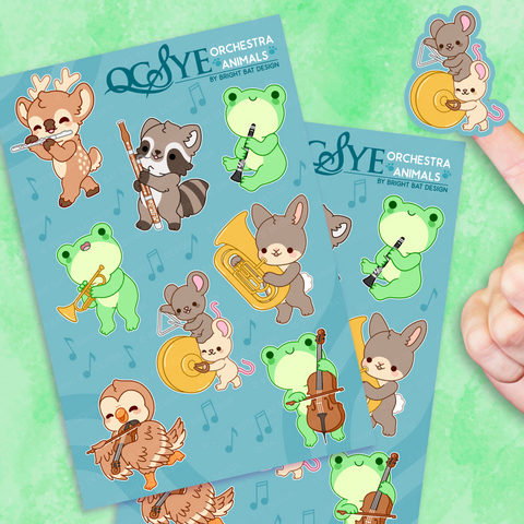 QCSYE Orchestra Animals Sticker Sheets ( 2 Pack )