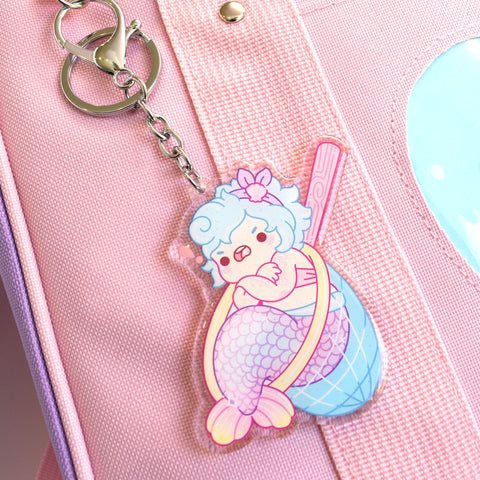 Caught Mermaid Charm Keychain