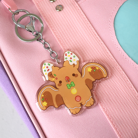 Gingerbread Bat Charm Keychain / Ornament