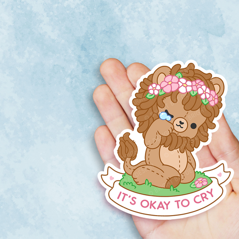 It's Okay To Cry Lion Vinyl Sticker