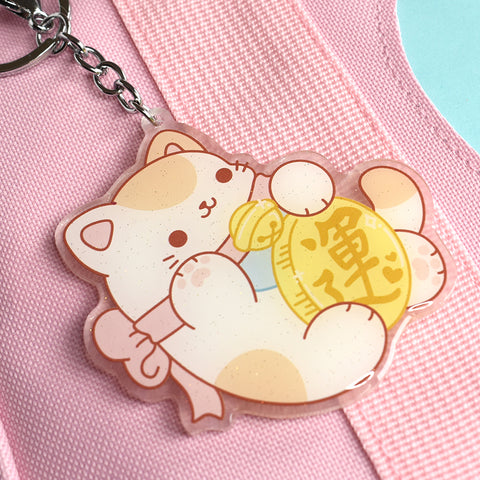 Lucky Cat Maneki Neko Charm Keychain