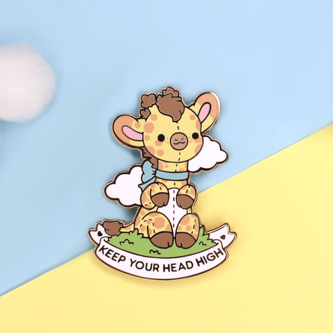 Keep Your Head High Giraffe Enamel Pin