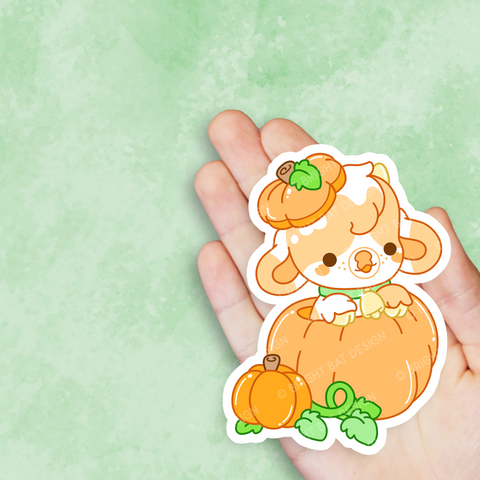 Latte the Pumpkin Cow Vinyl Sticker