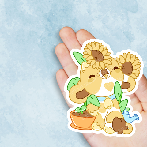 Sprout the Sunflower Cow Vinyl Sticker