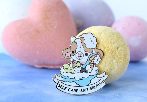 Self Care Isn't Selfish Cow Enamel Pin