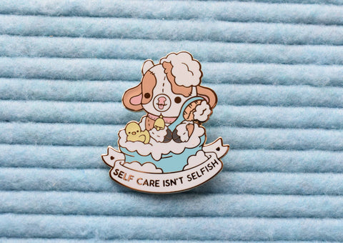 Self Care Isn't Selfish Cow Enamel Pin