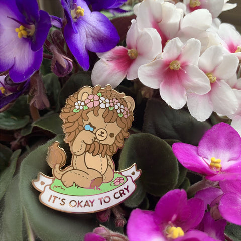 It's Okay To Cry Lion Enamel Pin